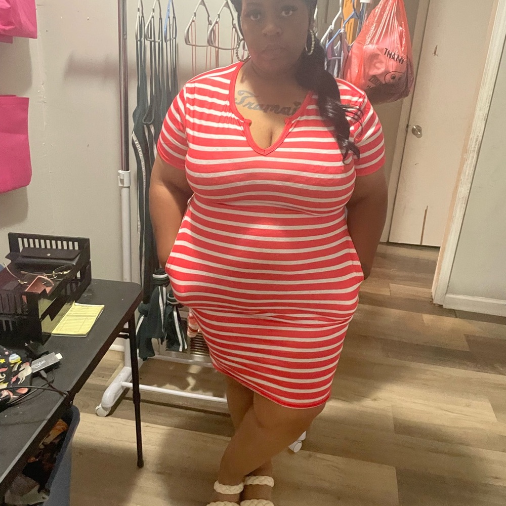 Red white stripe dress